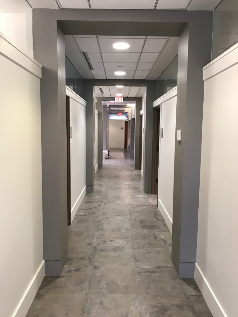 Sleek new hallways thanks to a paint job and new flooring
